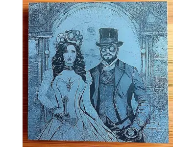 Brautpaar Steampunk Lasergravur - Schiefer 1114 ab 5.99€
