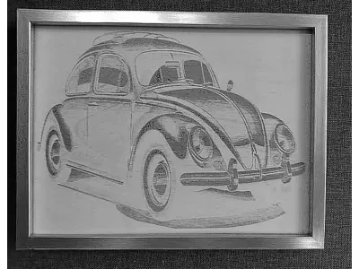 das deutsche Kultauto als Lasergravur - Sperrholz 1176