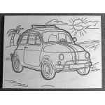 Italienischer Kleinstwagen als Lasergravur - Sperrholz 1290